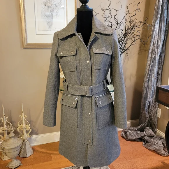 Bebe Military Style Wool Blend Jacket - Picture 6 of 14